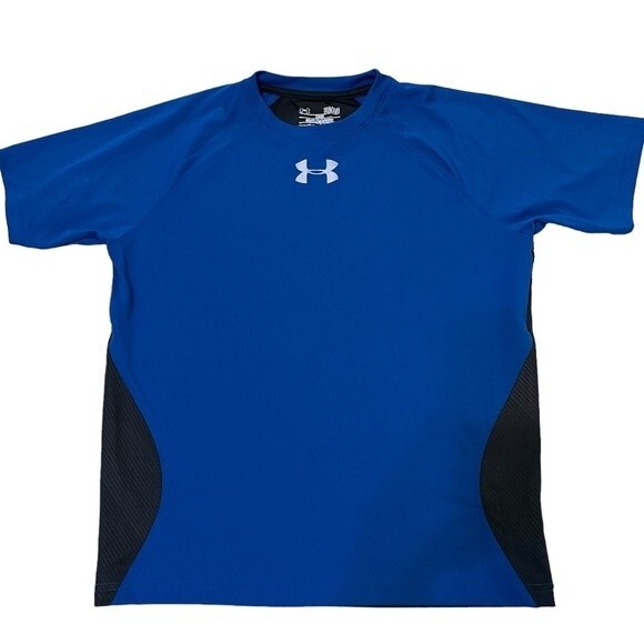 Under Armour HeatGear Shirt Loose Fit Blue and Black - Picture 1 of 9